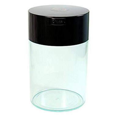 Coffeevac 1LB &ndash; Patented Airtight Container   Multi-use Vacuum Container Works as Smell Proof Containers for Ground Coffee and Coffee Bean Containers. Black Cap and Clear Body