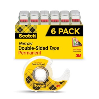 Scotch Double Sided Tape with Tape Dispenser, Office and School Supplies for Arts and Crafts, Alternative to Scrapbooking Tape, 0.75 in. x 500 in., 6 Tape Rolls with 6 Tape Dispensers