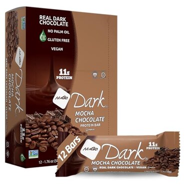 NuGo Dark Chocolate Mocha, 11g Vegan Protein, 200 Calorie, Gluten Free, 1.76 Ounce (Pack of 12)