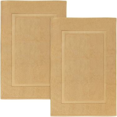 Utopia Towels Cotton Banded Rug, Bath Mats, Not a Bathroom Rug, 21 by 34 Inches, 100% Ring Spun Cotton, Highly Absorbent Shower Bathroom Floor Mat, Champagne, 2 Pack