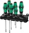 Wera - 5105650001 Kraftform Plus 334/6 Screwdriver Set with Rack and Lasertip, 6-Pieces, Multicolor, Slotted: 6.5x150mm, 3x80mm, 4x100mm, 5.5x125. Phillips: PH1x80, PH2x100