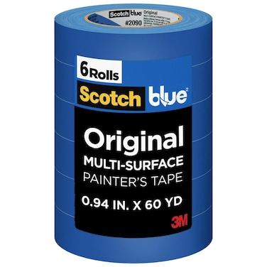 ScotchBlue Original Multi-Surface Painters Tape, 1 Inch Wide (0.94 In. x 60 Yds), 6 Rolls, Blue Paint Tape Protects Surfaces and Removes Easily, Masking Tape for Indoor and Outdoor Use (2090-24EP6)