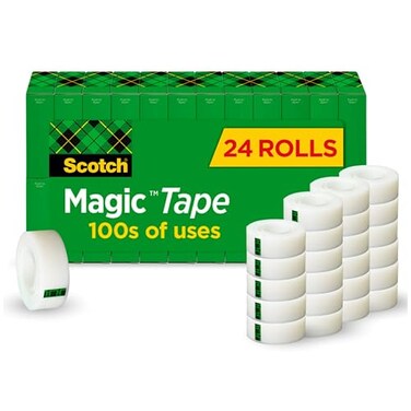 Scotch Magic Tape, 24 Rolls, Numerous Applications, Invisible, Engineered for Repairing, 3/4 x 1000 Inches, Boxed (810K24)