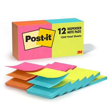 Post-it Pop-up Notes 3x3 in, 12 Pads, America's&rsquo;s #1 Favorite Sticky Notes, Alternating Colors, Poptimistic Collection. Clean Removal, Recyclable (R330-N-ALT)