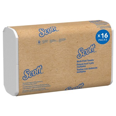 Scott Professional Universal Multifold Paper Towels, Bulk (01840), Absorbency Pockets, White, 9.2"x9.4" Towel, White, Compressed, Compact (250 Sheets/Pack, 16 Packs/Case, 4,000 Sheet Total)