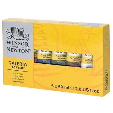 Winsor &amp; Newton Galeria Acrylic Paint, 6 x 60ml (2--oz) Tube Paint Set