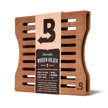 Boveda Cedar Wood Humidity Pack Holder for Storage Box - For Use With Two Size 60 Boveda Packs (Sold Separately) - Includes Magnetic and Removable Tape Mounting Kits &ndash; 1 Count