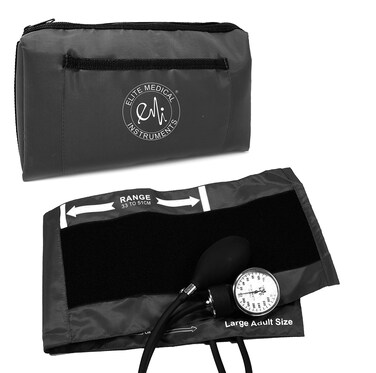 EMI Aneroid Sphygmomanometer Manual Blood Pressure Large Adult Cuff (Large Adult - Black)