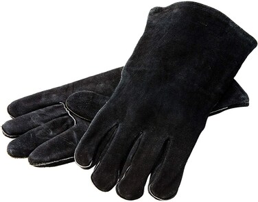 Lodge 18&rdquo; Leather Outdoor Cooking Gloves - Heat Resistant Gloves for Cast Iron Cooking, Black