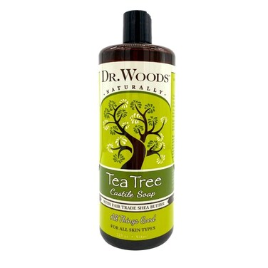 Dr. Woods Tea Tree Liquid Castile Soap - Castile Soap with Pure Tea Tree Oil, Body Wash for Men and Women, Contains Organic Shea Butter, Natural Cleaner for Face, Hands, and Body - 32 Fl Oz