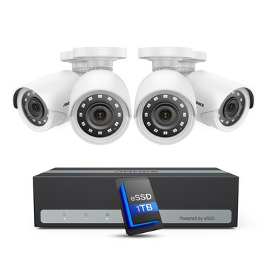 ANNKE Security Camera System, 3K Lite 5-in-1 H.265+ 8CH eDVR with 1TB eSSD and (4) 1080p (2MP) Weatherproof Surveillance Wired Cams, AI Human/Vehicle Detection, 100ft Night Vision, Email Alert
