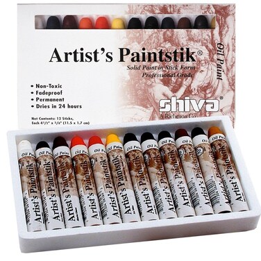 Jack Richeson 121502 Shiva Oil Paintstik, Professional Colors, Set of 12