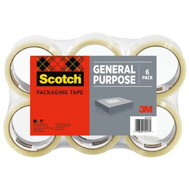 Scotch Shipping Packaging Tape, 1.88"x 109 yd, Great for Packing, Shipping &amp; Moving, 6 Rolls (3350L-6)