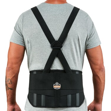 Ergodyne - 11103 ProFlex 1600 Back Support Brace, 9" Extended Support, High Cut Front For Mobility, Medium,Black