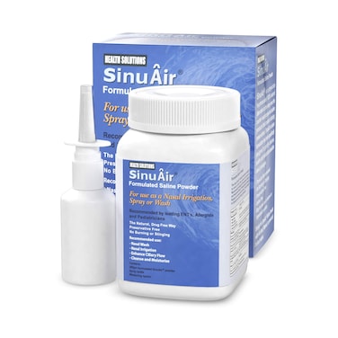 SinuAir Sinus Rinse Salt Solution - Saline Powder for SinuPulse System, Neti Pot Flush, Nasal Wash Squeeze Bottle, &amp; Nose Irrigation, Enhanced Formulation &amp; Cleaning for Sinuses, 200g Bottle