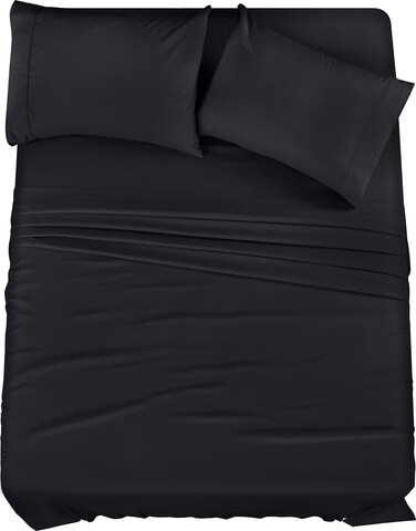 Utopia Bedding King Bed Sheets Set - 4 Piece Bedding - Brushed Microfiber - Shrinkage and Fade Resistant - Easy Care (King, Black)