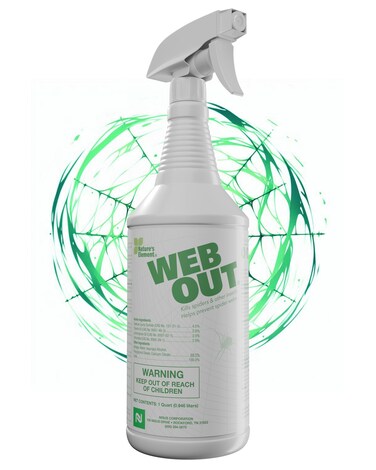 Nisus Web Out Cobweb Eliminator and Repels Spiders, Ants, Mosquitoes, Cockroaches, Aids in Web Control, Ready-to-Use Biodegradable Spray, 1 Quart