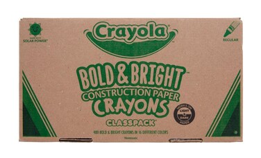 Crayola Construction Paper Crayons Classpack, Bulk Assorted School Supplies, 16 Colors, 400/Set (Packaging May Vary)