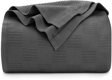 Utopia Bedding Smoke Gray 100% Cotton Blanket [King Size - 90x108 Inch] 350GSM Lightweight, Soft and Breathable Thermal Blanket for All Seasons