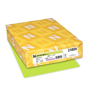 Neenah 21859 Astrobrights Color Paper, 8.5&rdquo; x 11&rdquo;, 24 lb / 89 gsm, Vulcan Green, 500 Sheets