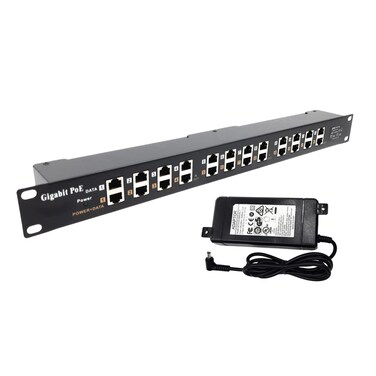 PoE Texas - PoE Injector - 12 Port Gigabit Passive Midspan Injector with 48V 120 Watt UL Power Supply - Power Over Ethernet for 802.3af or at (PoE+) Devices VoIP Phone, WiFi Access Point, IP Camera