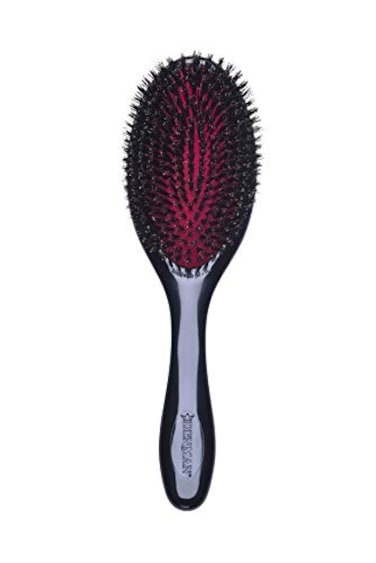 Denman Cushion Hair Brush (Medium) with Natural Boar Bristles - Used for Finishing, Up-Dos, Creating Sleek Styles &ndash; Black, D82M