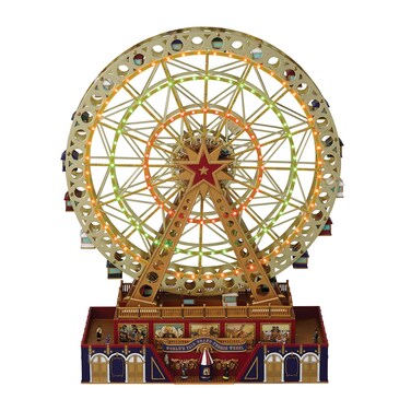 Mr. Christmas World's Fair Grand Ferris Wheel Musical Animated Christmas Decoration, with LED Lights and 50 Songs, 15 Inch, Gold
