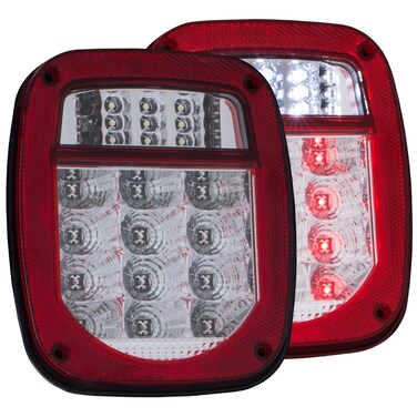 ANZO (861082) 1976-1985 Jeep Wrangler LED 2 Lens - Red/Clear, Chrome