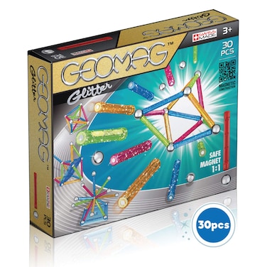 GEOMAG Magnetic Toys, Magnets for Kids, STEM-endorsed Educational Building Set for Creativity &amp; Learning Fun, Swiss-made, Age 3+ GLITTER 30-piece