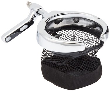 Kuryakyn 1462 Motorcycle Handlebar Accessory: Universal Drink/Cup Holder with Mesh Basket for Clutch/Brake Perch Mount, Chrome