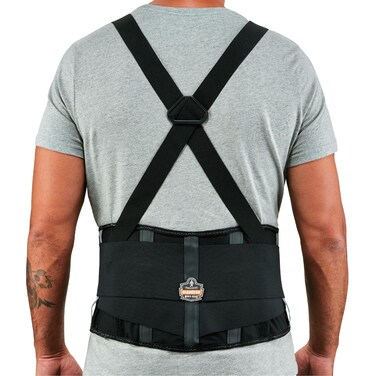 Ergodyne ProFlex 2000SF Back Support Brace, 8.5" Spandex, V-Shape Design and Patented Stays for Added Support, Medium,Black