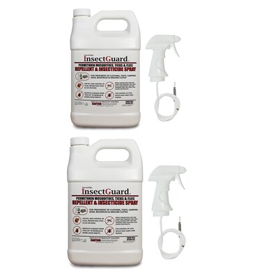 InsectGuard Permethrin Mosquitoes, Ticks and Flies Repellent &amp; Insecticide Spray Gallon (128.00oz) 2 Pack