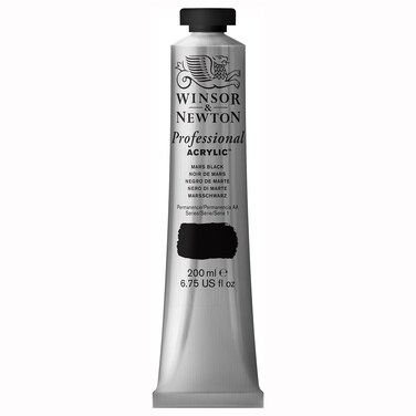 Winsor &amp; Newton Professional Acrylic Paint, 200ml (6.75-oz) Tube, Mars Black