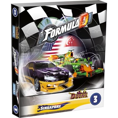Formula D Board Game Singapore - Docks EXPANSION - Thrilling Night Races and Daring Challenges! Fast-Paced Strategy Game for Kids &amp; Adults, Ages 8+, 2-10 Players, 60 Minute Playtime, Made by Zygomatic