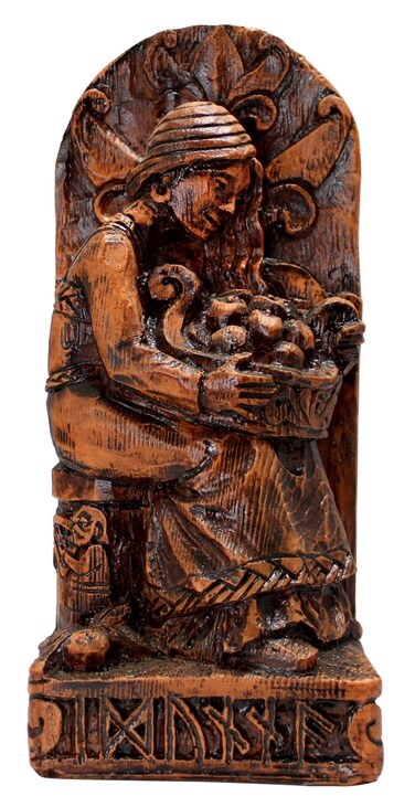 Dryad Design Norse Goddess Idunna Statue - Viking God Home Decor (Wood Finish)