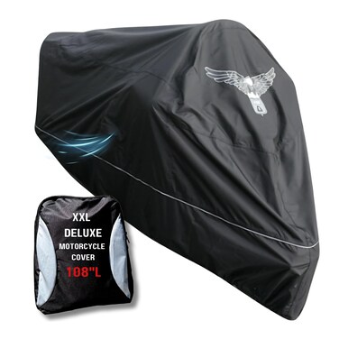Formosa Covers Motorcycle Cover Premium Heavy Duty All Weather Protection, Fits up to 108" Length Large Cruiser, Tourer, Chopper. Includes Cable &amp; Lock - Eagle Logo