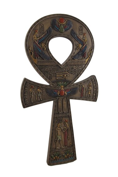 Veronese Design 16 Inch Egyptian Ankh Cold Cast Resin Bronze Finish Wall Sculpture Plaque