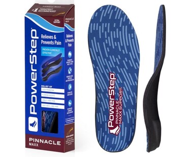 PowerStep Pinnacle Maxx Orthotic Insoles - Orthotics for Overpronation with Maximum Stability &amp; Comfort - Firm + Flexible Angled Heel Style to Help Flat Feet - Heavy Duty Inserts (M 12-13)