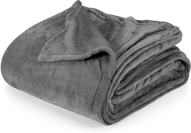 Utopia Bedding Grey Fleece Blanket King Size Fuzzy Soft Anti-Static Microfiber Bed Blanket (90x102 Inch)
