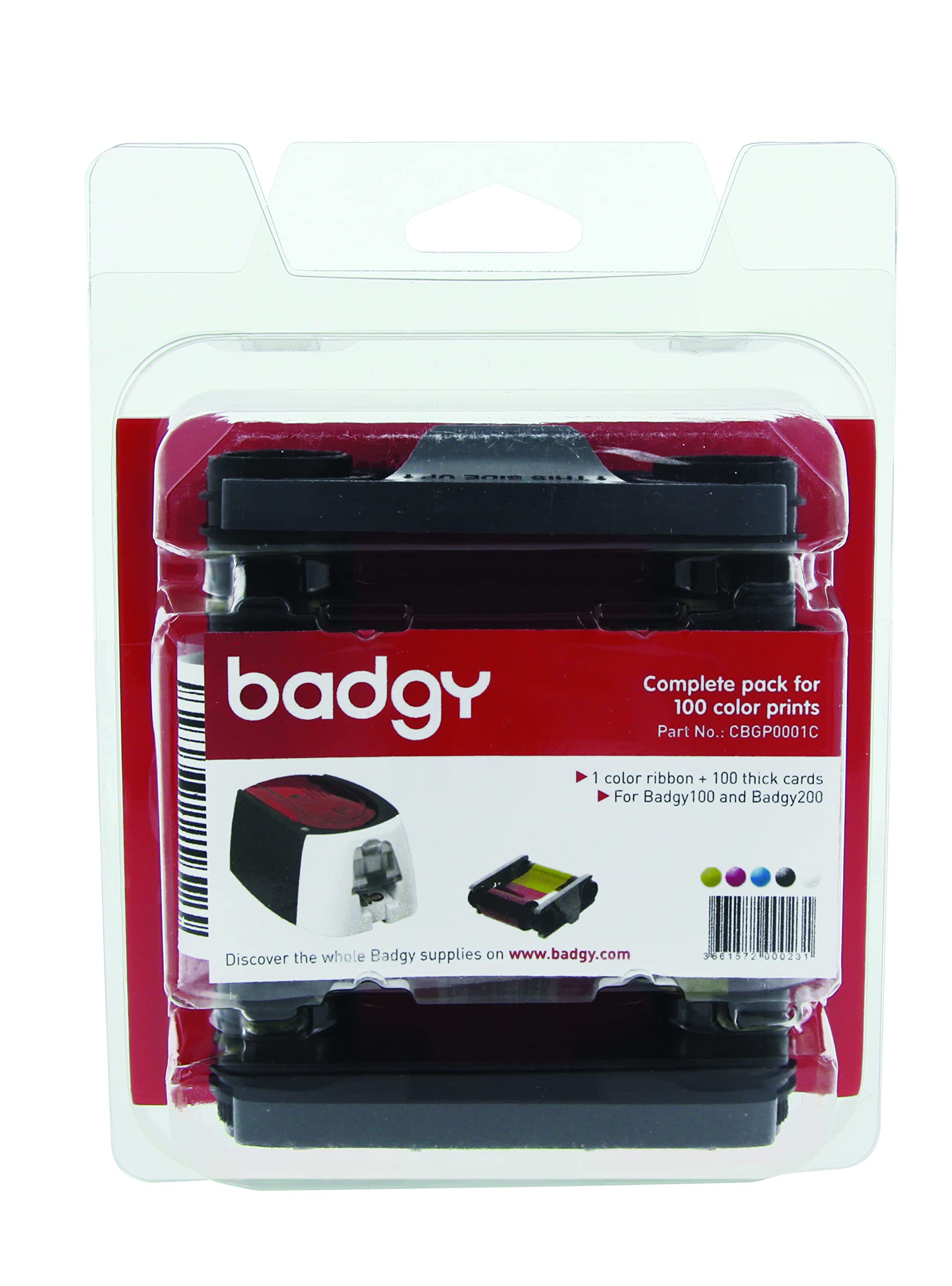 Badgy Badgy Color Ribbon And Cards Kit For 100 Prints BADGY100 BADGY200