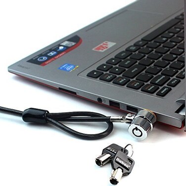 RUBAN Notebook Lock and Security Cable (PC/Laptop) Two Keys 6.2 Foot (Black) only fit Security Slot 1/4 * 1/8 in (7x3mm)