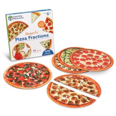 Learning Resources Magnetic Pizza Fractions, Fraction Games for Kids, 24 Pieces, Ages 6+