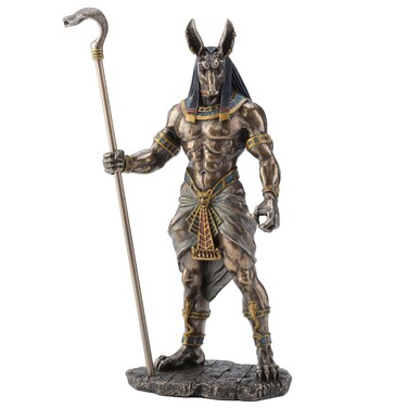 Veronese Design 11" Egyptian God Anubis Holding Cobra Scepter Cast Resin Bronze Finish Statue