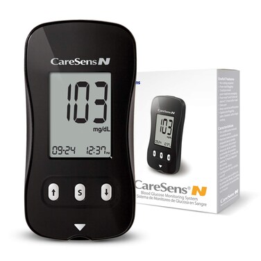CareSens N Blood Glucose Monitoring Meter (Auto Coding) - 1 Diabetes Blood Glucose Meter, 1 User Guide, 1 Quick Reference guide, 1 Case &amp; 2 CR 2032 Batteries