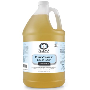 Pure Castile Liquid Soap, UNSCENTED, 1 Gallon - Multipurpose: Hands, Face, Body, Laundry, Dishes &amp; More - For Sensitive Skin, All-Natural Ingredients, Fragrance Free