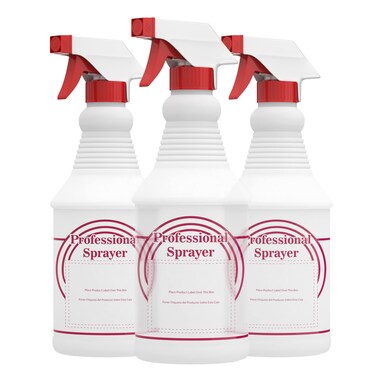 Spray Bottles, Empty Sprayer Bottle, Heavy Duty Cleaning Nozzle, 24oz, 3 Pack, Plastic, Industrial, Professional, Refillable, for Water, Alcohol, Bleach, Detailing, All Purpose Cleaner, Houseables