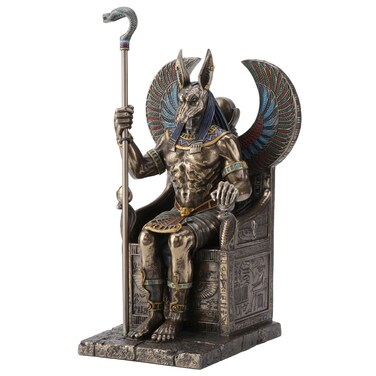 Veronese Design 10 5/8" Tall Egyptian God Anubis Sitting on Throne Statue Cold Cast Resin Antique Bronze Finish Sculpture