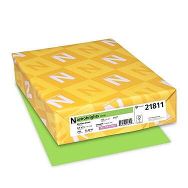 Wausau Papers Neenah Paper 21811 Astrobrights Colored Cardstock, 8.5&rdquo; x 11&rdquo;, 65 lb/176 GSM, Martian Green, 250 Sheets