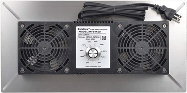 Durablow 220 CFM Air-Out Stainless Steel Crawl Space Vent Fan, Dual Fans with Dehumidistat &amp; Thermostat, Foundation Vent, Radon Mitigation, for Crawl Space, Basement (Stainless steel, M2D)