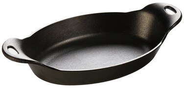 Lodge HOSD Heat Enhanced and Seasoned Cast Iron Oval Serving Dish, 36-Ounce